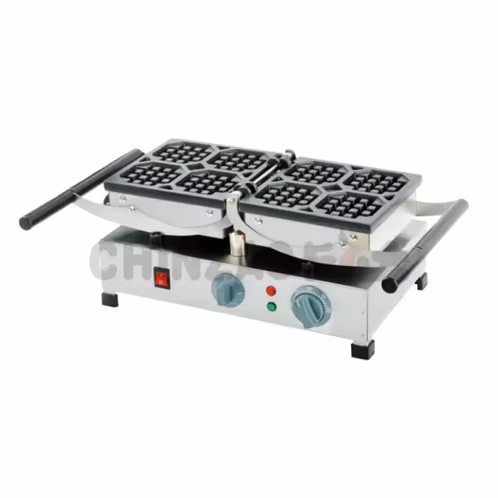 

Factory Price Commercial Waffle Machine 4Pieces Turn-Over Square Electric Belgium Waffle Maker