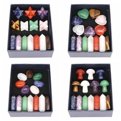 14PCS/Set 7 Chakra Point Natural Stones Crystal Quartz Gemstone Craft Gift Box Reiki Healing Energy Mineral Home Decor Wholesale