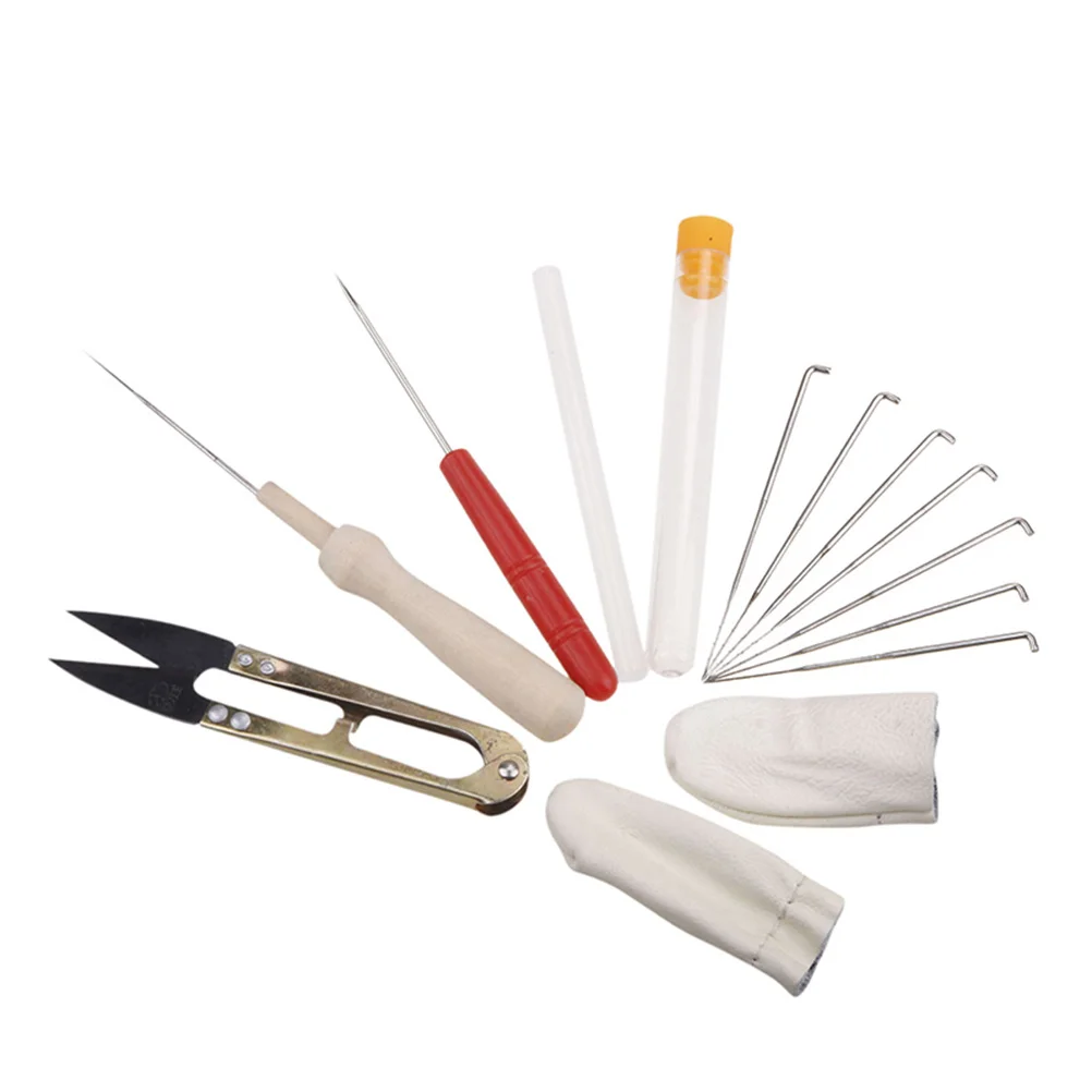 

Needle Felting Starter Kit Tool Set Felting Pad Needles Scissor Wooden Handle Awl Finger Stall Glue Stick Wool Felt Craft
