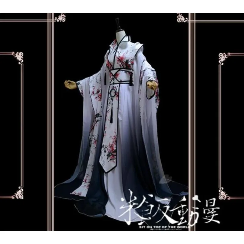 

Antique Cosplay Clothing Plum Blossom Personification Black and White Gradient Men Ancient Costume Koi Halloween