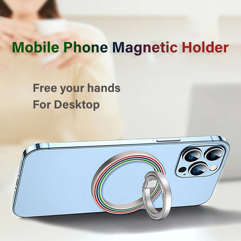 Magnetic Mobile Phone Ring Holder Phone Magnet Bracket Removable Cellphone Grip Kickstand for iPhone 12 13 14 15 MagSafe Xiaomi