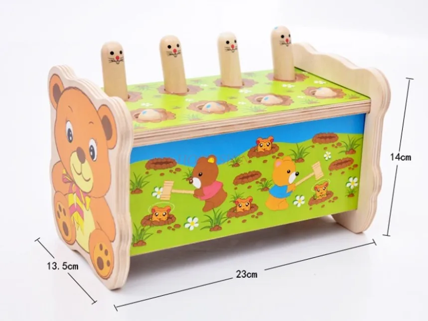 Wooden ground mouse toy for children, beneficial for intelligence, 1-3 years old, and multifunctional for tapping large sizes