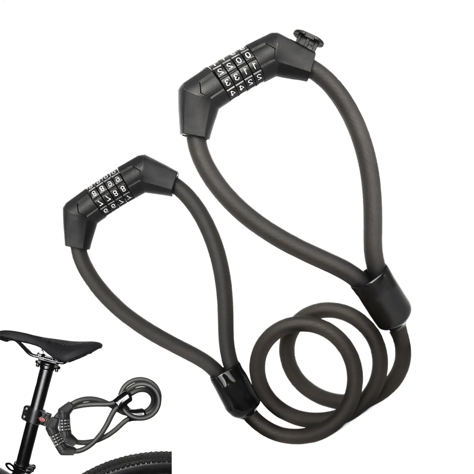 Bicycle Double lock head cable lock Anti-Theft 4-Digit Combination Cable bike Lock Heavy Duty Scooter Security locks for cycling