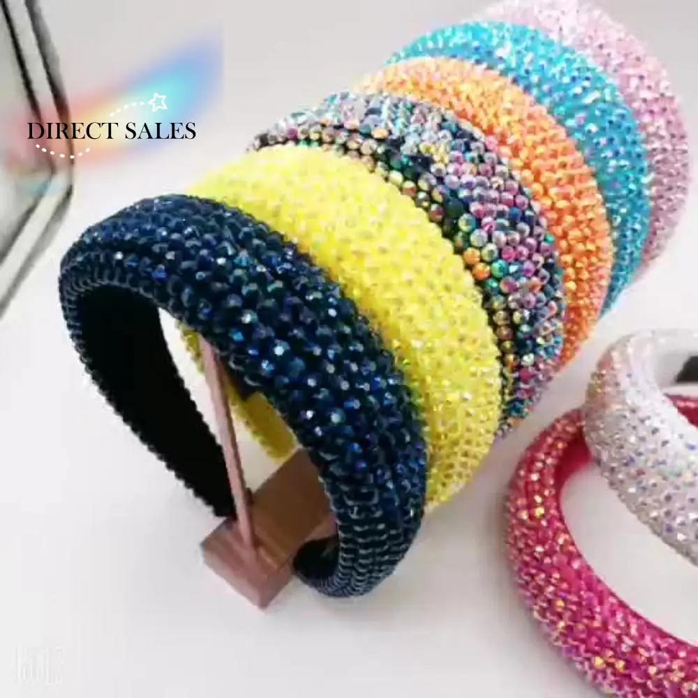 

Элегантная повязка на голову с широкими полями и стразами, блестящий дизайн с мягкой подкладкой, женский обруч на голову, утолщенный головной убор ручной работы в стиле барокко, свадебный головной убор