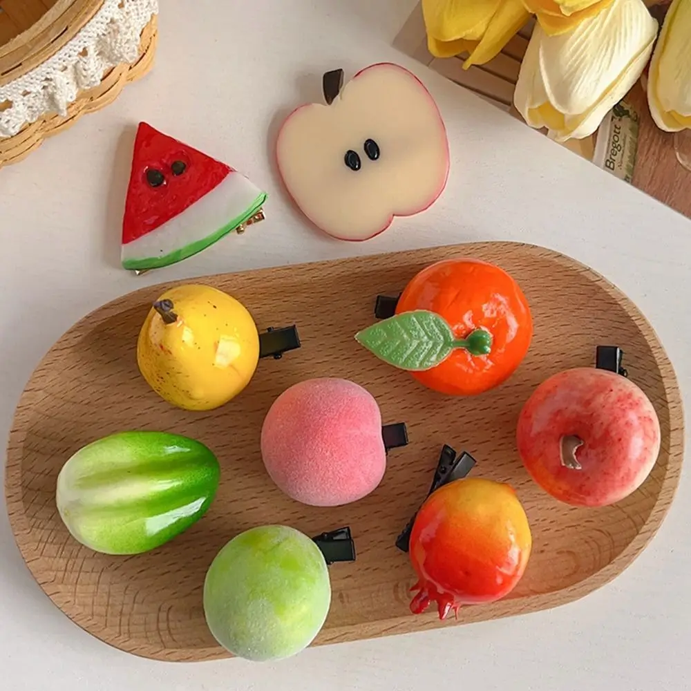

Lovely Cherry Simulation Fruit Hairpin Lemon Fake Food Cute Hair Clip Cartoon Peach Kids