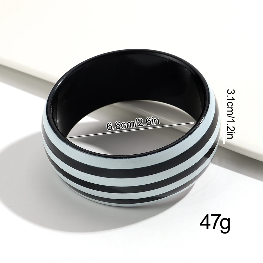 Modische Bunte Harz-Armreifen mit Breiten Streifen für Damen, Geometrische Stapelbare Massive Armreifen, Party-Schmuck Geschenke – Detail 1