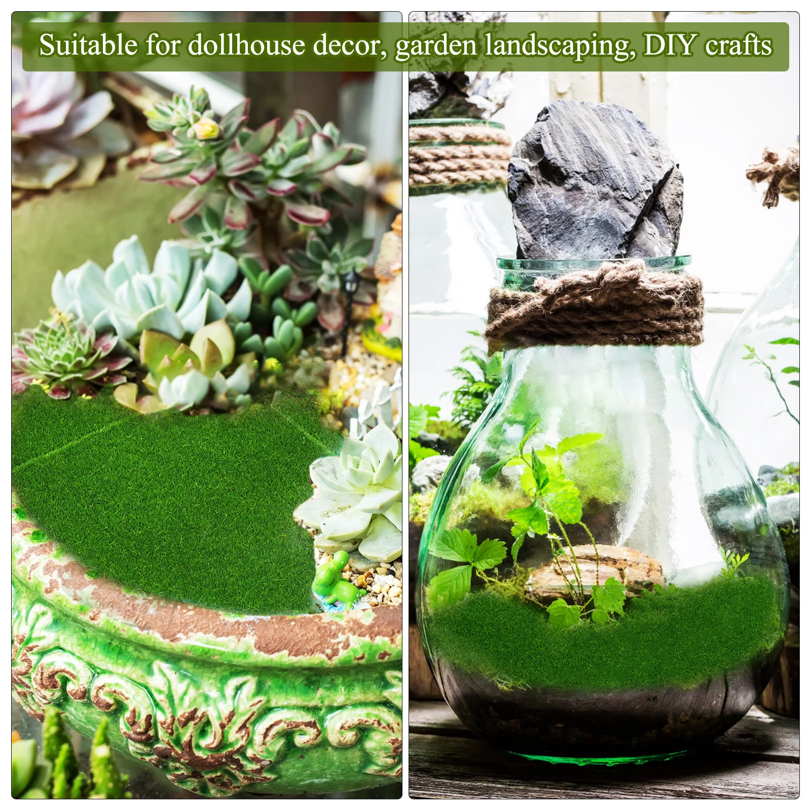 

8 Pcs 15x15cm Realistic Simulation Plastic Artificial Moss Sheet for Dollhouse Decor Landscape DIY Craft Grass Carpet