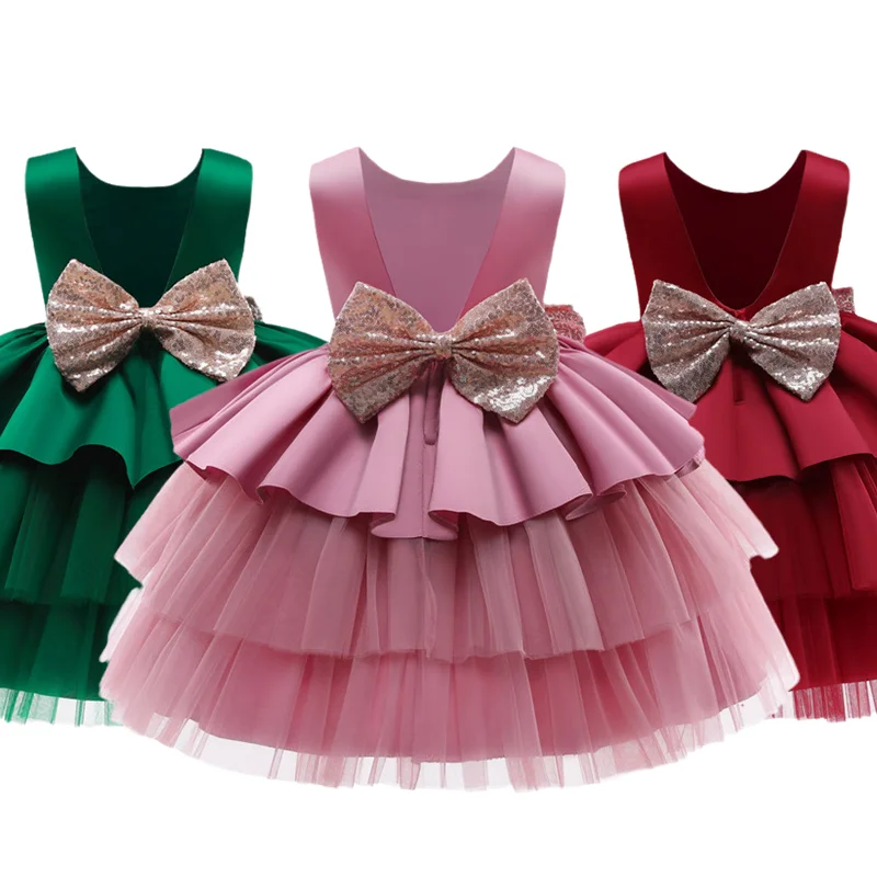 

Girls Wedding Dress Baby Toddler Kids Pageant Birthday Party Princess Costume Children Bridesmaid Formal Tutu Vintage Ball Gown