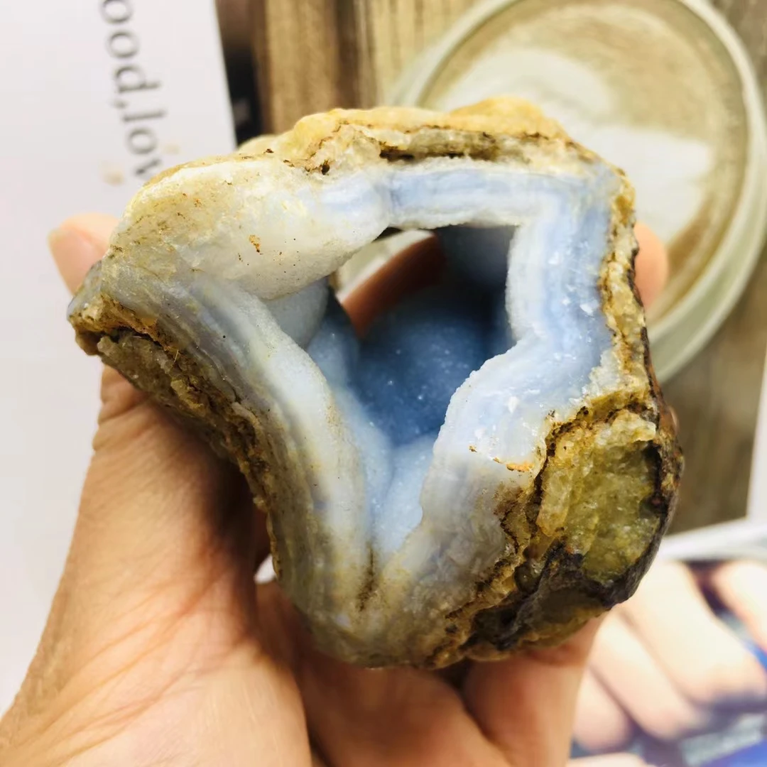 

Natural Raw Blue Lace Agate Chalcedony Geode Gemstone Lrregular Rough Crystal Stone Quartz Minerals Healing Gift Decor Specimen