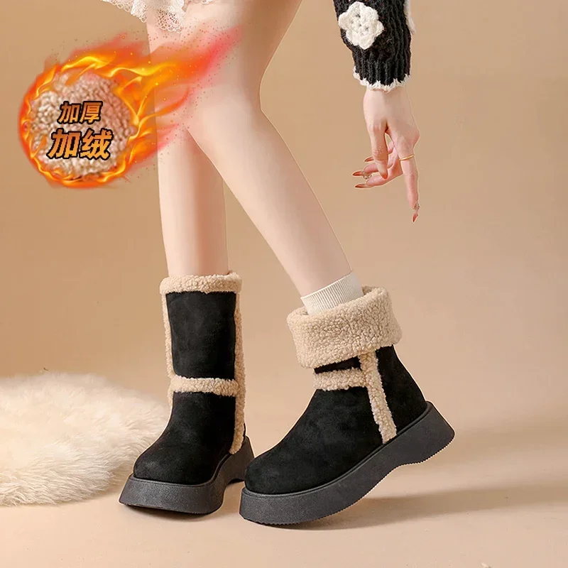 Solid Matte Ankle Boots Women Autumn Winter Stretch Short Boots Slip On Commute Casual Flat Versatile Shoes