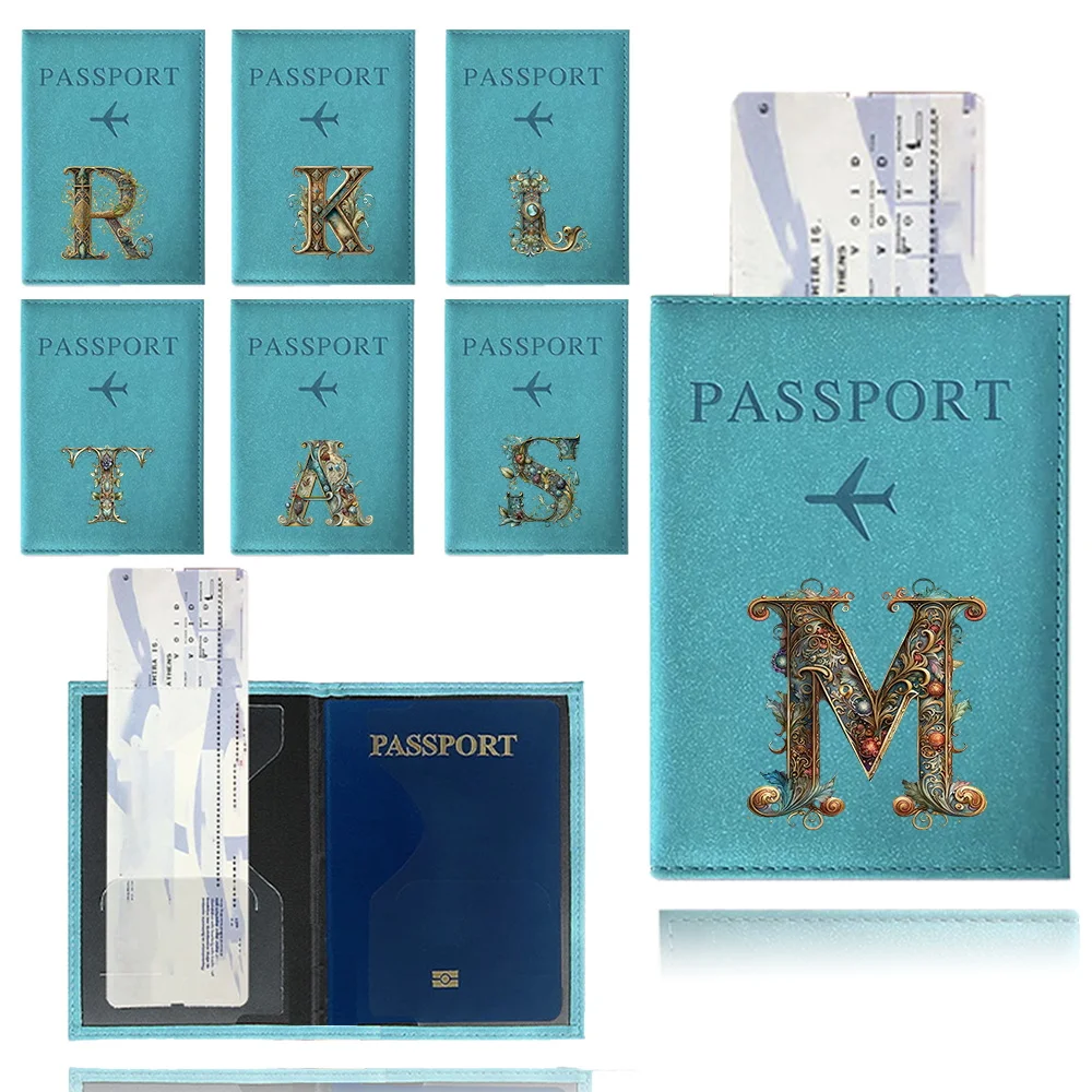 Passport Cover Waterproof Dirt Passport Holder Graphic Letter Printing Series Ticket Document Business Credit ID Card Wallet