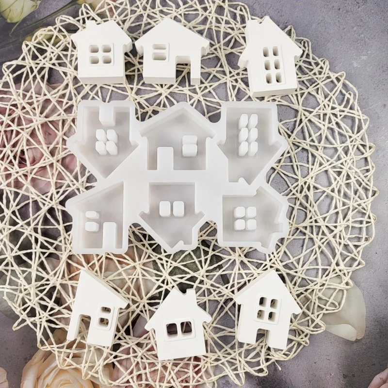 قوالب سيليكون تصنعها بنفسك لتزيين المنزل ، جص إسمنتي ، زخارف زخرفية ، منزل عائلي ستة