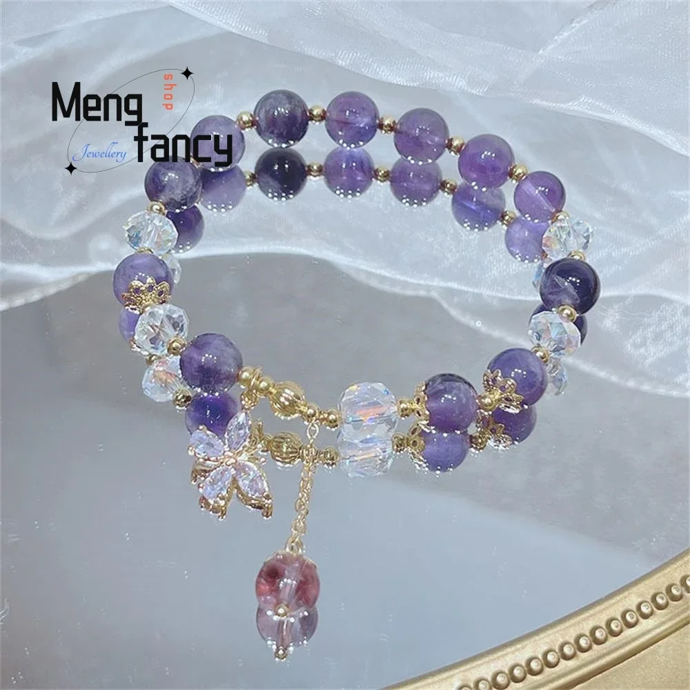 

Natural New Amethyst Bracelet Female Temperament Butterfly String Fashion Students Girlfriends Hand Exquisite Popular Jewelry