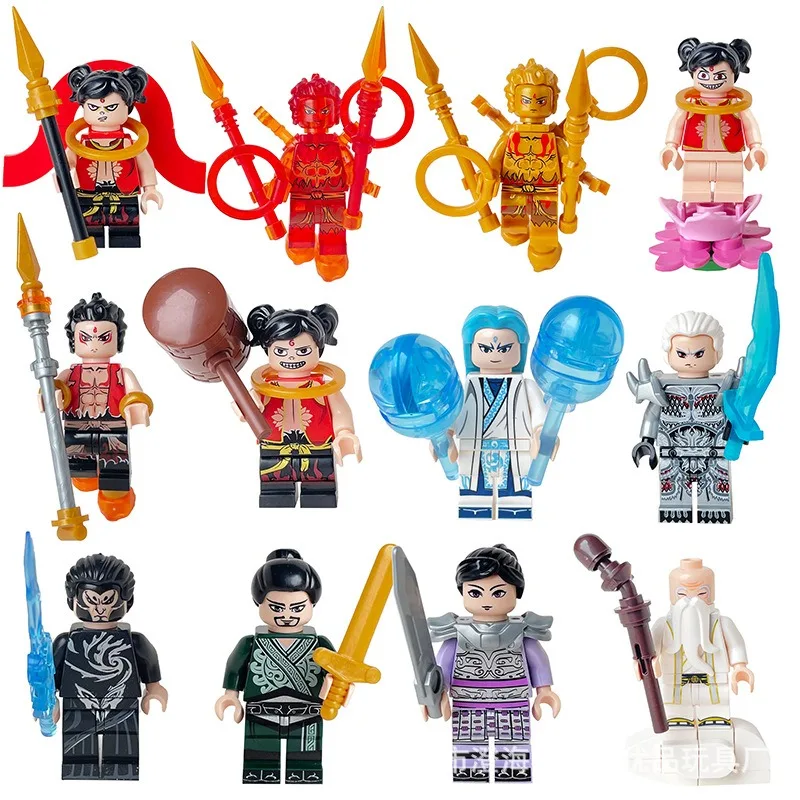 Bausteine im chinesischen Stil, Nezha Affenkönig, die Affenkönigin, humanoide Puppe, Mädchenprinzessin, humanoide Puppe, Cartoon-Spielzeug, Geschenk. – Detail 4