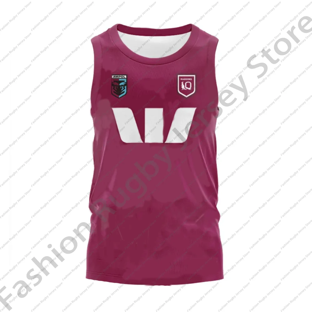 Men Training Singlet Rugby Jersey Boys Casual Sportwear Clothes Tee Male T Shirt Tank Top Waistcoat Vest 2025 Queensland Maroons