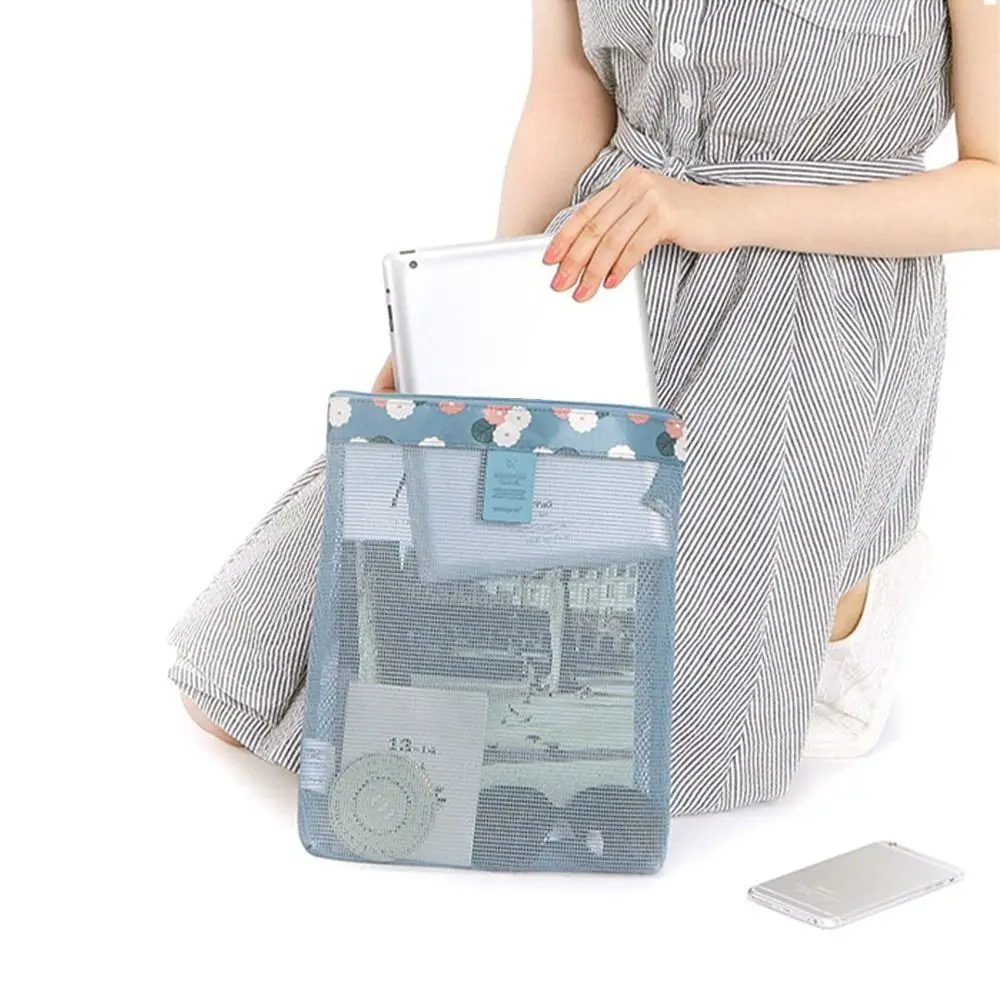 Fashion Mesh Storage Shower Bag Flower Transparent Cosmetic Bag Large Capacity Multifunction Swim Bags Outdoor Suppleis