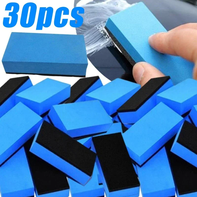 Car Ceramic Coating Sponge Applicator 30/1PCS Glass Nano Wax Coat Sponges Blue Square Sponge and Cloth Cleaning Accessories Tool