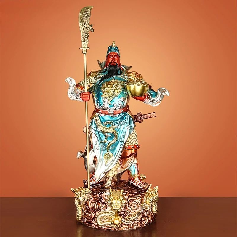All-copper painted Guan Gong opened Copper Guan Gong Buddha statue handicrafts