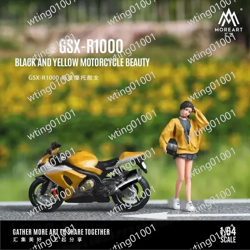for X-T 1:64 GSX-R1000 Black Yellow Motorcycle Model Diecast Toy Collectible Figurine Home Decor Present