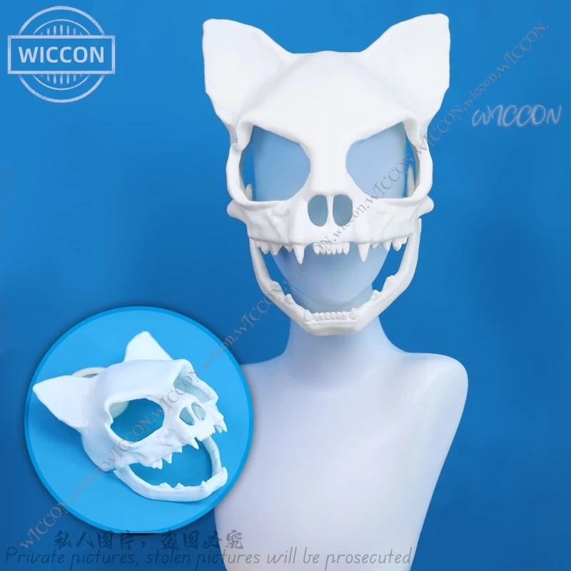 

Furry Cosplay DIY SKull Cat Halloween Party Prop Fancy Open Mouth Skull Fursuit Kigurumi Nijigen Comic-Con Disguise Halloween