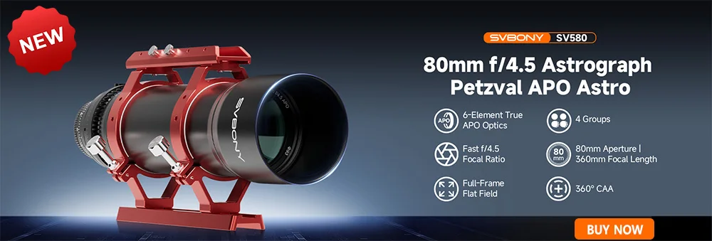 Svbony SV535 Astronomisches Teleskop 105 mm f/2,8 APO Refraktor-Astrokamera-Prime-Objektiv, mit M42/E-Mount für Weltraumfotografie – Detail 1