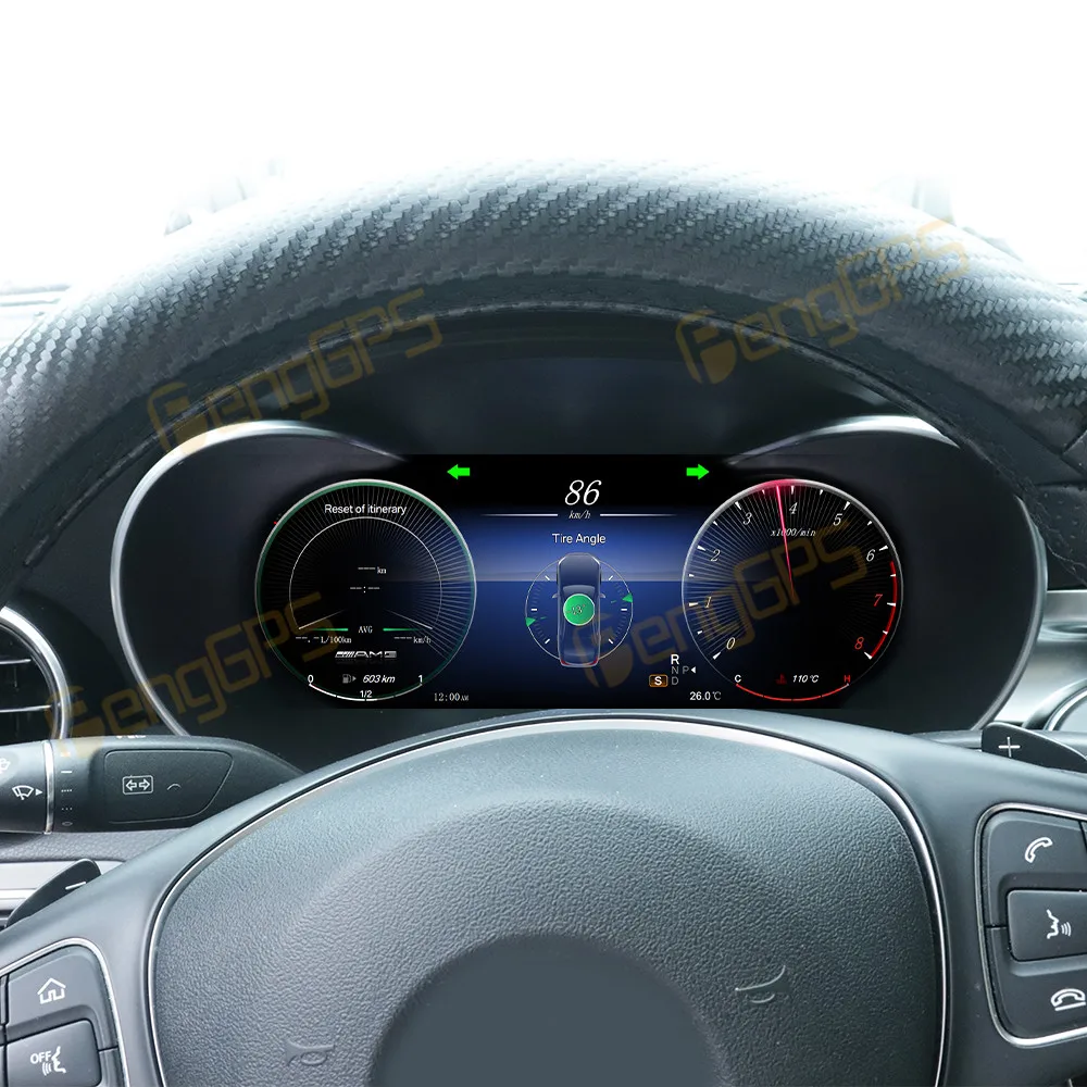 12.3 Inch Digital Cluster Odometer Screen For Mercedes-Benz W205 2015-2021 LCD Instrument Panel Virtual Cockpit Speed Meter
