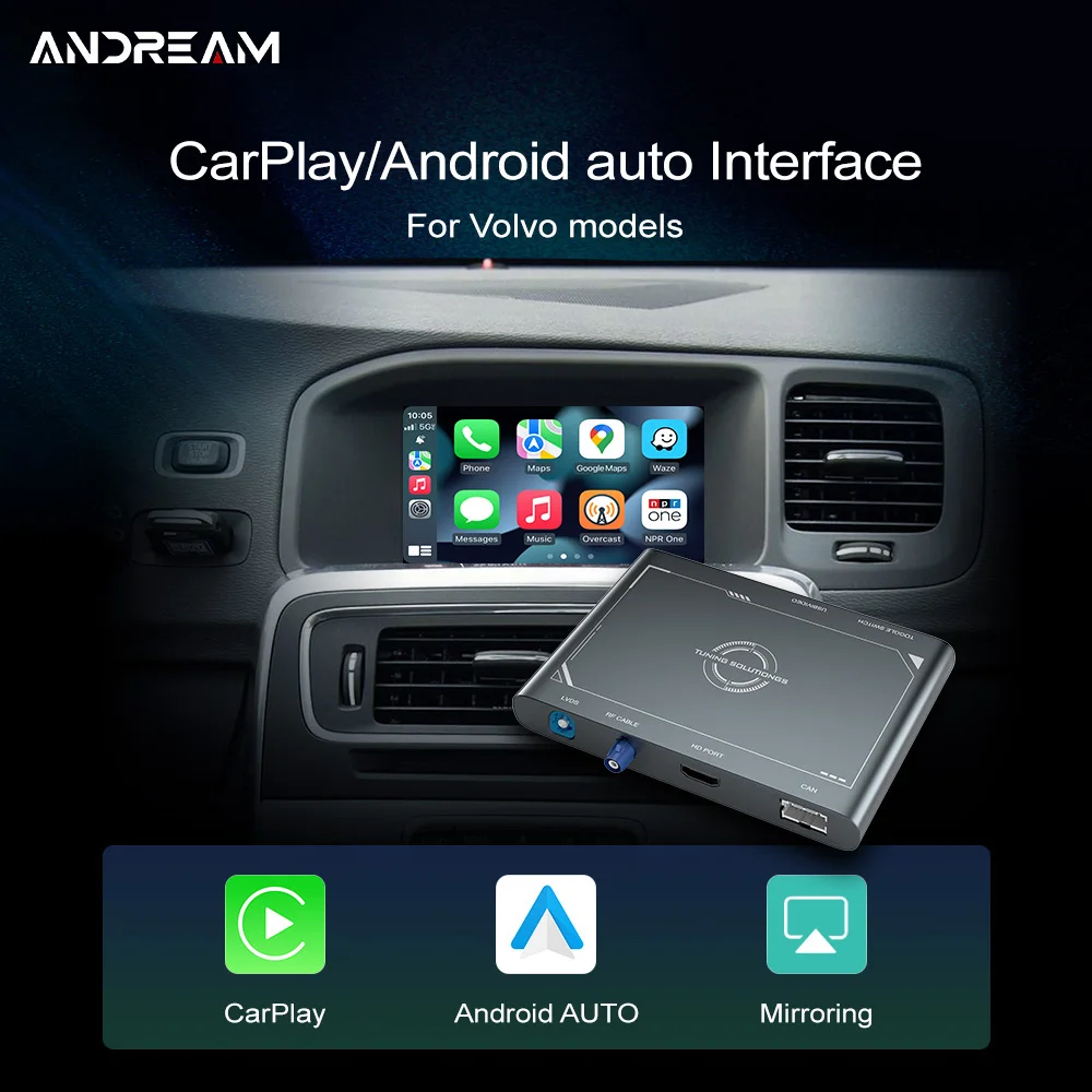 Адаптер Andream Wireless CarPlay Android Auto MMI для Volvo XC70 XC90 S80 S90 V70 с Android Auto Mirror Link AirPlay и т. д. Адаптер Andream Wireless CarPlay Android Auto MMI для Volvo XC70 XC90 S80 S90 V70 с Android Auto Mirror Link AirPlay и т. д.