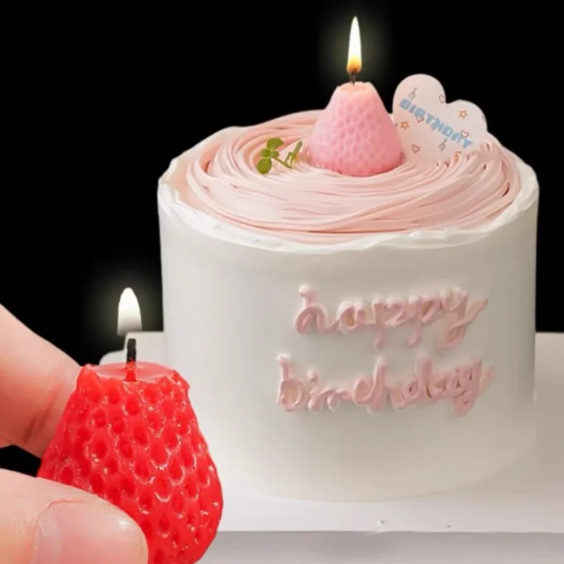 2 teile/los Erdbeere Kuchen Dekorationen Kerzen Geburtstag Tag Obst-förmigen Kerze Perfekt für Trendy Foto Prop