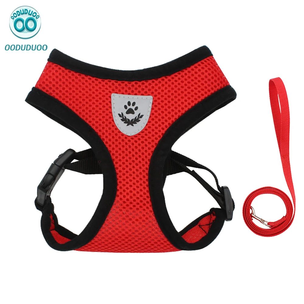 

OODUDUOO Adjustable Dog Harness with Leash - Breathable I-Shaped Vest for Small/Medium Dogs, Reflective, Durable, Easy Wear