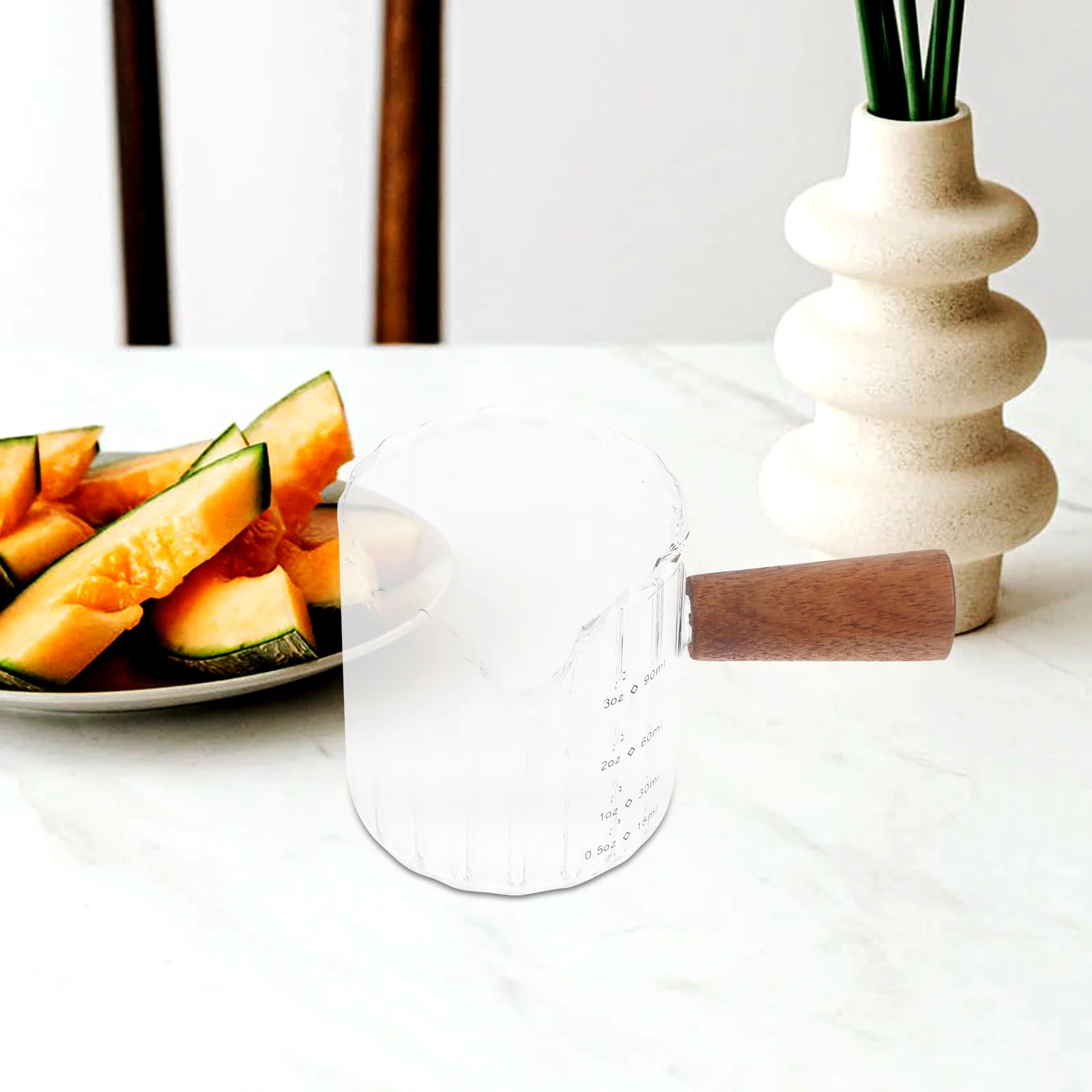 

90ml Glass Espresso Cup Clear Milk Pitcher Anti-Scalding Design Multi-Function Measuring Cup for Coffee Tea Baking Bartending