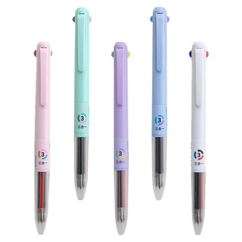 

Three Color Gel Pen Multicolor Press Kawaii Ballpoint Student Wear Resistant Portable Drawing Writing Art Supplies