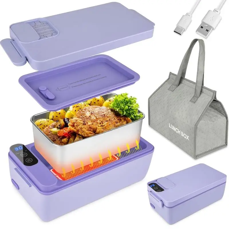 

Rechargeable Electric Lunch Box, Portable Food Heater, LCD Digital Display Food Heating Insulated Box