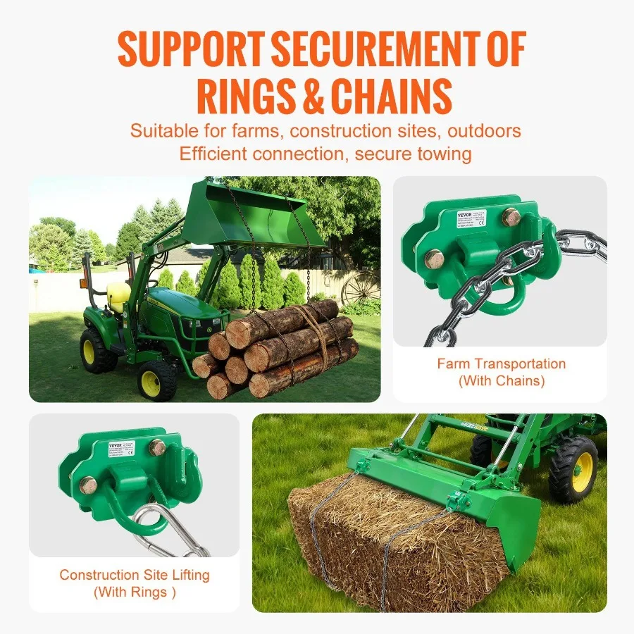 3 8 Ganchos para cucharón de tractor Ganchos de agarre de acero de grado 70 12 000 libras para RV UTV