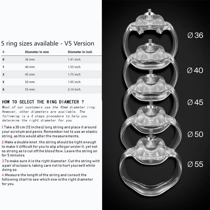 HT-V5 New Design Chastity Cage Device Male Cock Cage 5 Sizes Penis Ring To Choose From Adult Urethral Lock Bondage Belt Sex Toys