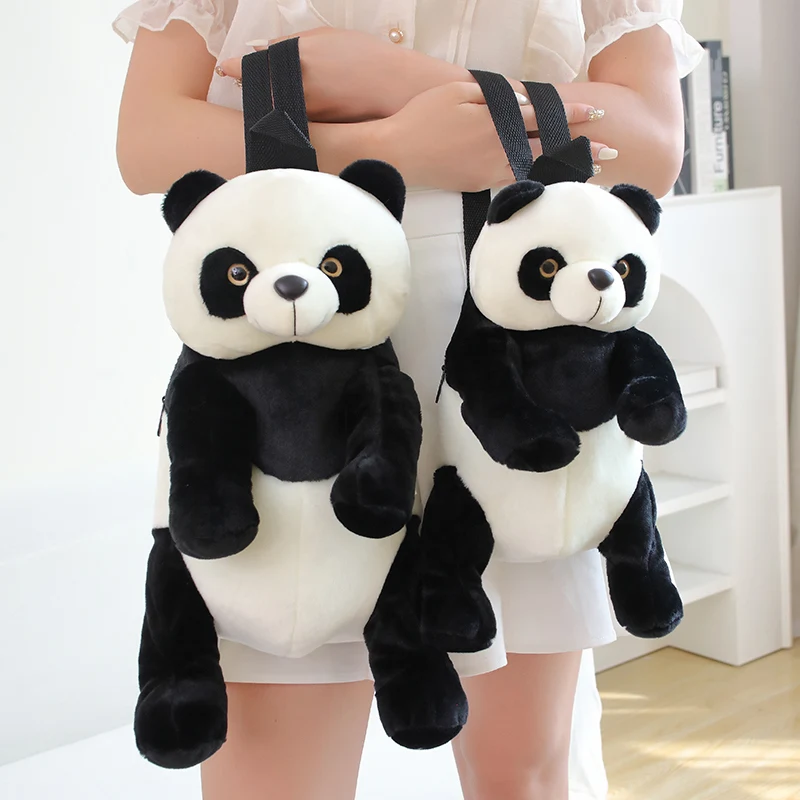 Nueva mochila de felpa de Panda, juguete de peluche de Panda bonito de dibujos animados, bolso de hombro de Animal relleno suave, regalos de cumpleaños