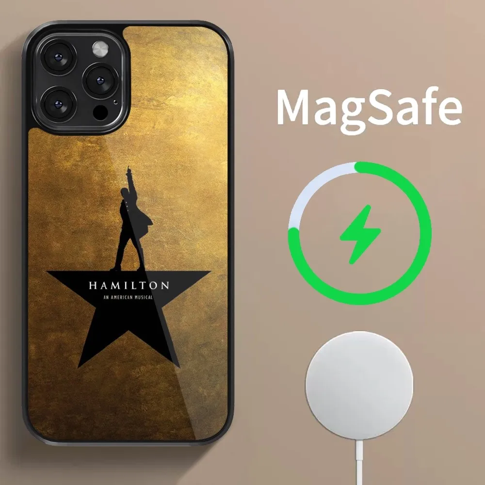 Magsafe-iPhone用の黒い磁気ケース,iPhone 15,14,13,12,11 pro max,plus,mini,hamiltonミュージカル