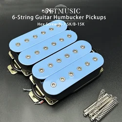 Guitar Humbucker 12 Adjustable Hex Screw Dual Coil 6-String Electric Guitar Coil Splitting Pickup N7.5K/B15K Output Light Blue