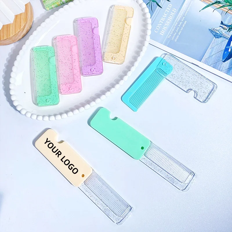 

【Logo Custom】50Pcs Customized Cute Folding Yellow/pink Small Comb for Beauty and Hairdressing Bulk Customized Comb