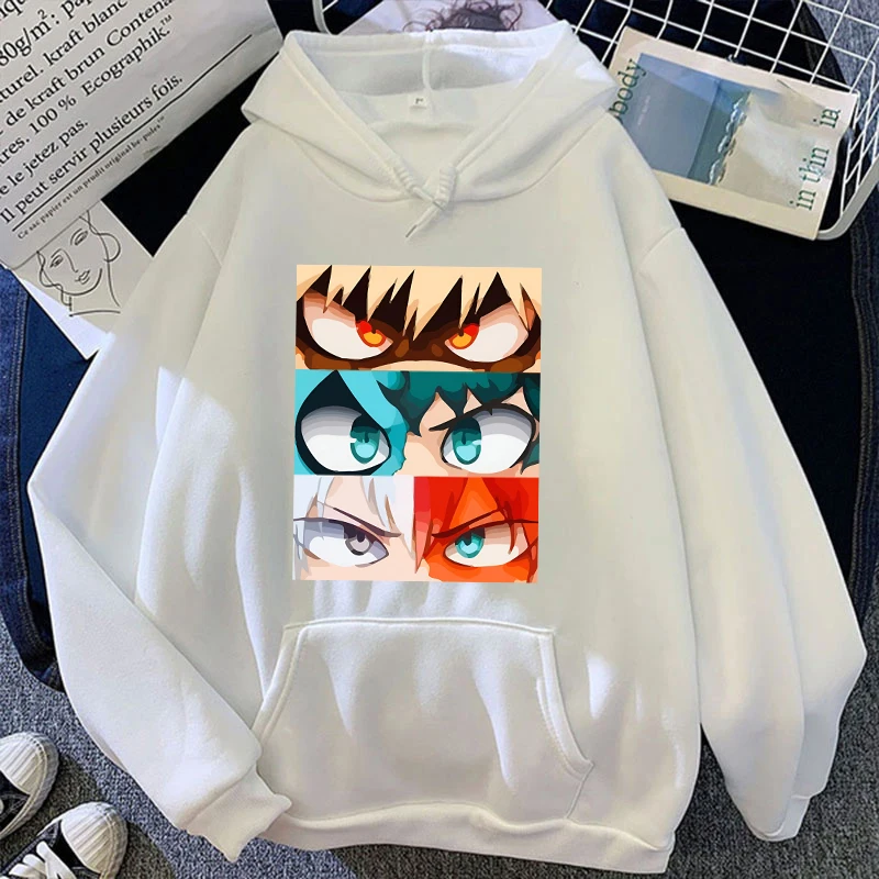 New Fashion Women Men Casual Tops Funny Anime Deku Bakugou Katsuki Todoroki Shoto Printed Long Sleeve Solid Color Loose Tops