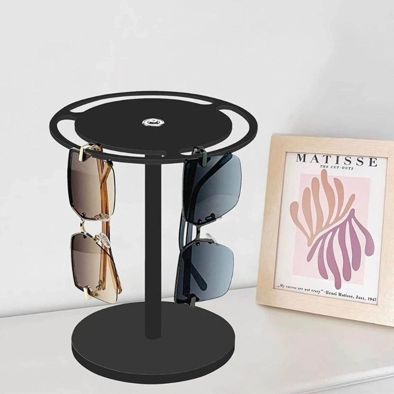 

Modern Acrylic Sunglasses Holder 360° Rotating Glasses Showcase with 3 Slots for Displaying and Organizing Sunglasses