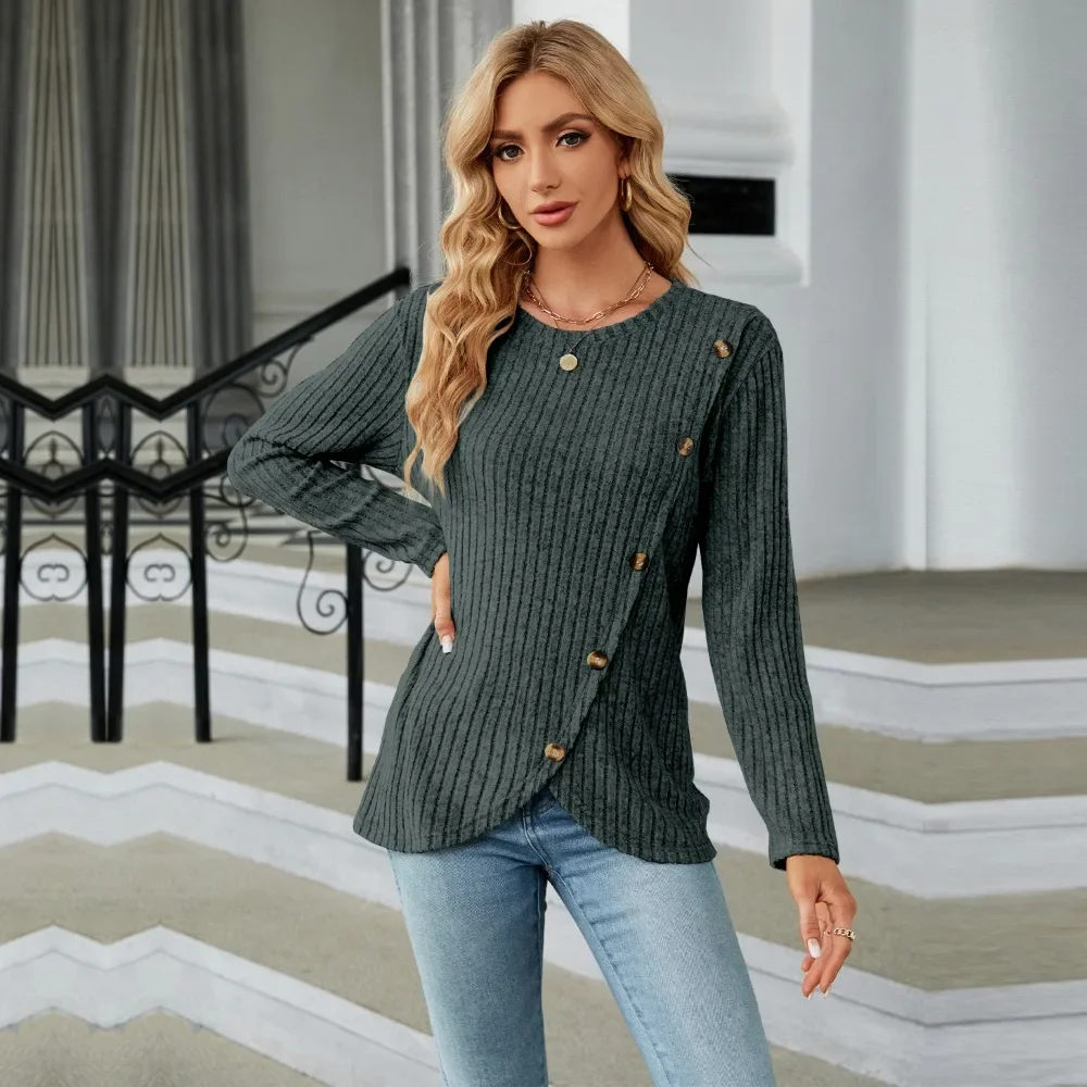 

Women's Sweater Knitwears Korean Popular Woman Clothing Knit Pullovers for Women Grey Long Sleeve Top Clothes Trend 2024