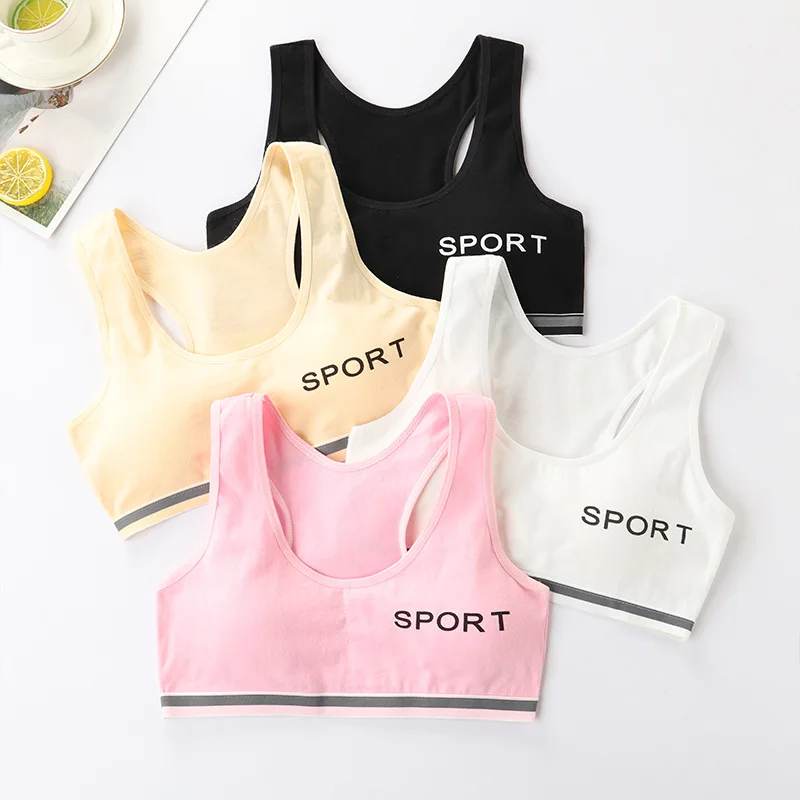 Teenager Girls Bra With Chest Pads Cotton Comfort Bras Girl Sports Tops Casual Underwear For Girls Clothes For Teens Sports Vest