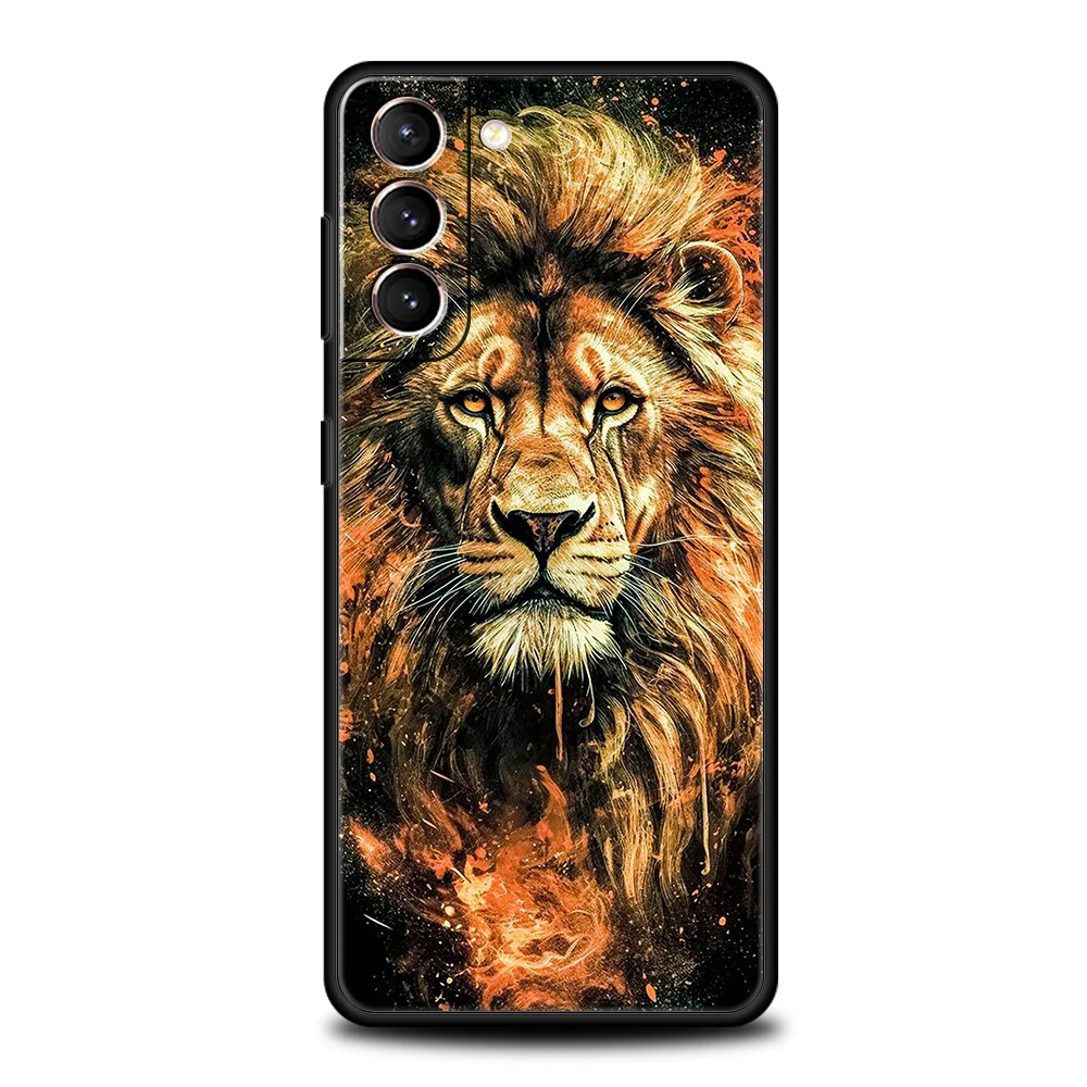 Funda de silicona con diseño de León para Samsung Galaxy, carcasa protectora de silicona para Samsung Galaxy S24, S23, S22, S20, S21 FE Ultra, S24,