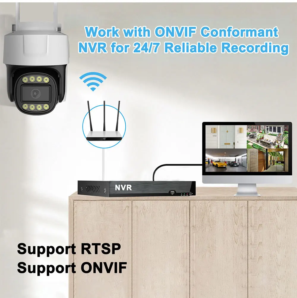 8-мегапиксельная PTZ IP-камера 2,4G Wi-Fi 5G 4-кратный зум Открытый аудио-видео мониторинг для системы NVR Полноцветная домашняя камера видеонаблюдения 4k
