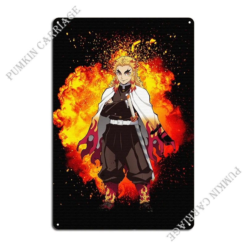 Rengoku Kyoujurou Metal Plaque Poster Pub Mural Wall Decor Vintage Club Tin Sign Poster