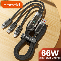 Toocki 3 in 1 USB Cable to iP Type C Micro Cable 66W Digital Display Fast Charging USB C Charger Wire for iPhone14 13 12 Samsung