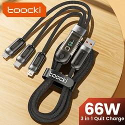 Toocki 3 in 1 USB Cable to iP Type C Micro Cable 66W Digital Display Fast Charging USB C Charger Wire for iPhone14 13 12 Samsung