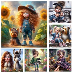 5d Diamond Painting Girl Portrait Mosaic Needlework Full Drill Animal Dog Birds Embroidery Sale Figure Wall Decor Crafts