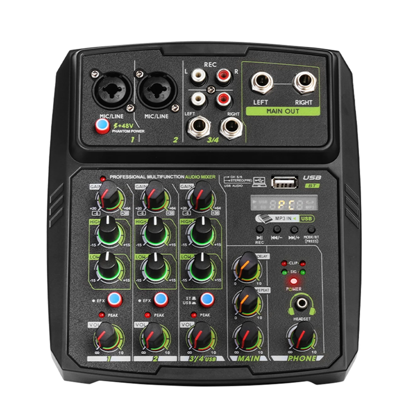 Rayco C4 Professional 4-Channel USB Audio Mixer with Surround Sound-Plastic Material Portable Design