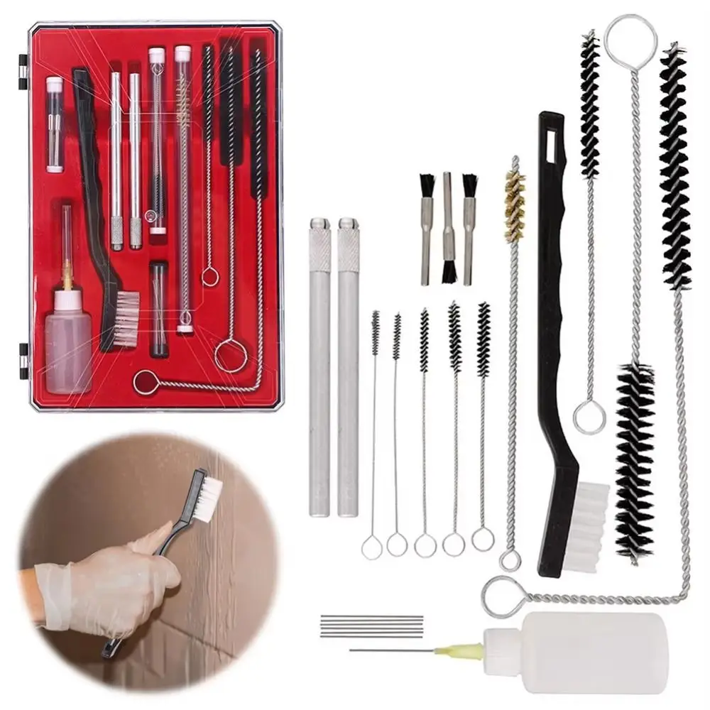 

17/23Pcs Airbrush Spray Nozzle Cleaning Brush Set Airbrush Repair Durable Paint Nozzle Cleaning Kit Storage Case Auto Care